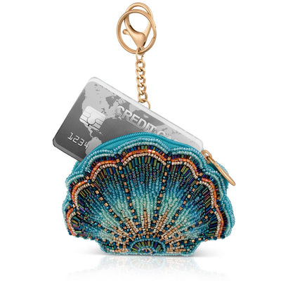 Blue Cove Sea Shell Beaded Coin Purse