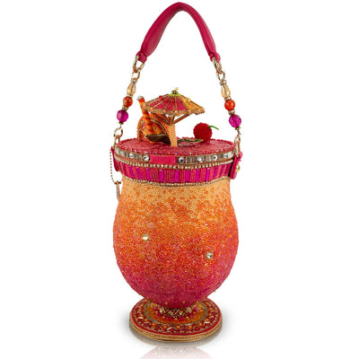 Paradise Punch Tropical Drink Top Handle Beaded Bag
