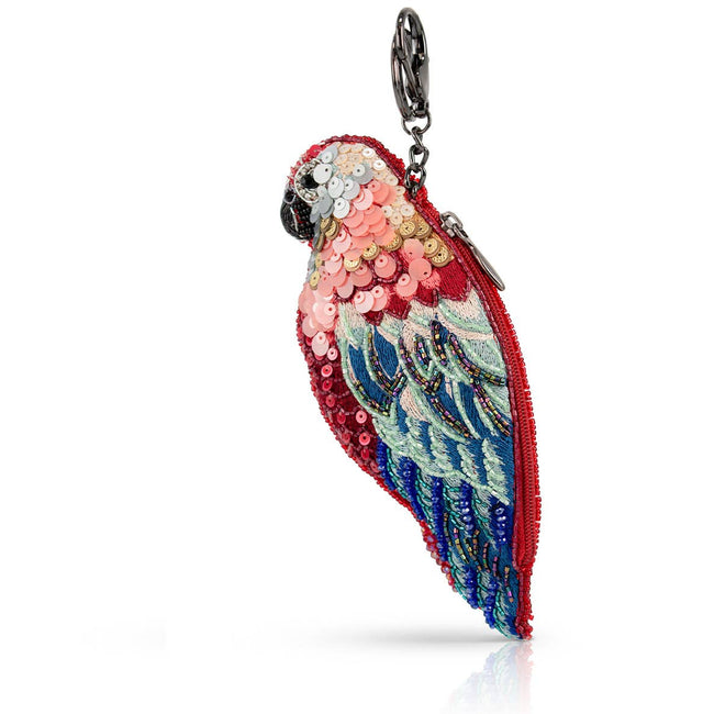 Rainforest Parrot Beaded Bird Coin Purse