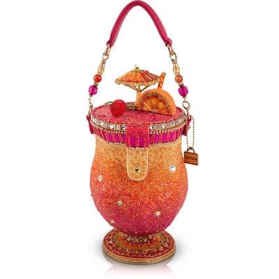 Paradise Punch Tropical Drink Top Handle Beaded Bag