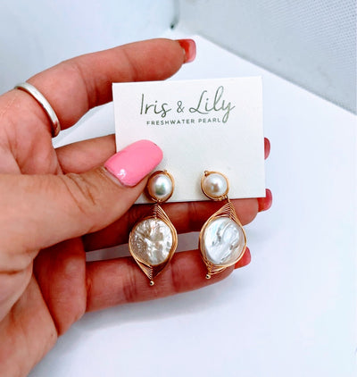 Iris & Lily Freshwater Pearl Earrings